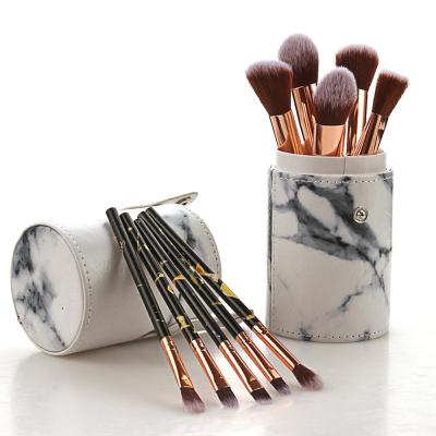 China Angular Blush Sample High Quality Custom Marble Wholesale Professional Brush Set 10pcs Logo Custom Private Label Makeup with bareel for sale