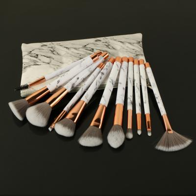 China Angular Blush 11pcs Unique Face Marble Make Up For Tool Kit Marble With Bag Makeup Brush for sale