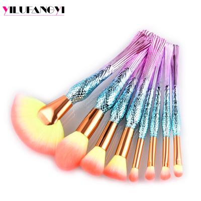 China Angular Blush Makeup Brush Supplier 8pcs Lucky Bird Electroplated Make Up Brush Cosmetic for sale