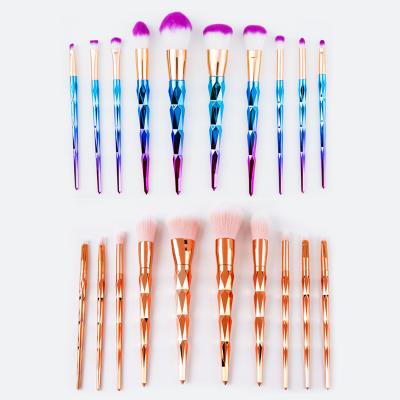 China Fan Brush Wholesale Glitter Rainbow Private Label Makeup Brushes 10pcs Unicorn Cosmetic Makeup Brush for sale