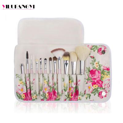 China Angular Blush 12 Pcs Synthetic Hair Makeup Set With Bag Private Label Makeup Brush Kit for sale