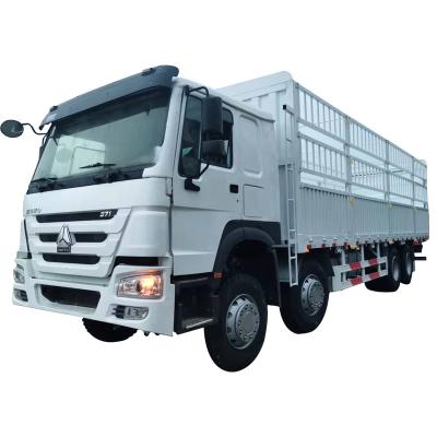 China Howo Used 12 Wheeler 371HP Chassis Van Fence Cargo Transport Truck For Sale 6 - 8L for sale