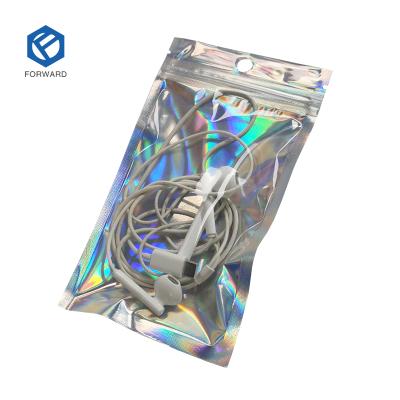 China New Fashion Transparent Laser Printing Custom Logo Luxury Clear Holographic Makeup Bag Recyclable Custom Made Pouch Bag for sale