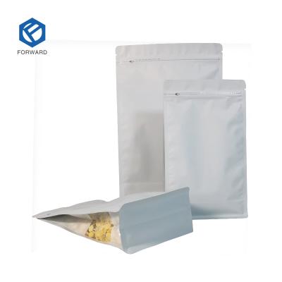 China 500g Recyclable White Matte Flat Bottom Packaging Coffee Standing Pouch for sale