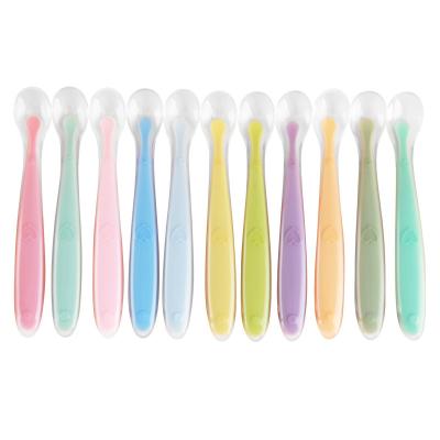 China BPA Free Colorful Baby Silicone Feeding Spoon With Soft Head for sale