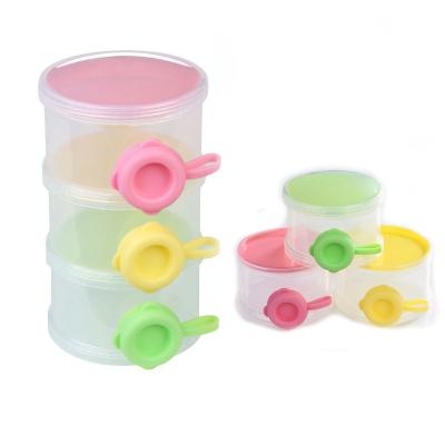 China Clean BPA Free and Food Safe 3 Layers Baby Milk Powder Storage Box for Carry Milk Power Outside for sale