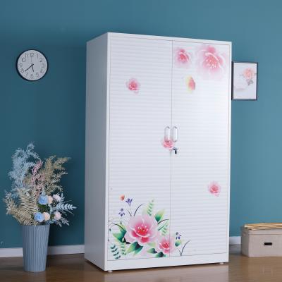 China Different color printing design mordern metal doors 2 rush Luoyang low price steel wardrobe for sale