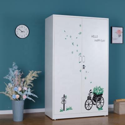 China Knock Down 3 Door Bedroom Wardrobe 2 Door Steel Closet Design Steel Powder Coat Cabinet for sale