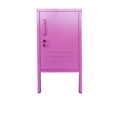 China Knock down factory price small double-layer steel bedside locker with lock for sale