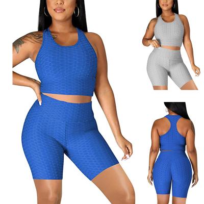 China QUICK DRY Summer Cropped Tank Top And Booty Sweat Shorts Set Women Biker Two Piece Short Set for sale