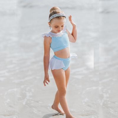 China Removable Padded Siamese Princess Triangle Bikini Baby Swimwear Kids Swimwear Girl Beach Wear Princess Swimsuit One Piece for sale