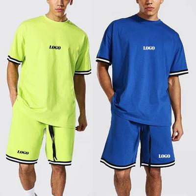 China Summer Viable Mens Cotton T-Shirt Short Sets Custom Graphic Logo Plus Size 2 Piece Short Sets for sale