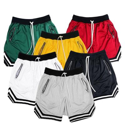 China 100% Anti-Wrinkle Mens Polyester Basketball Mesh Shorts Custom Designer Brand Solid Color Famous Brand Mesh Shorts for sale