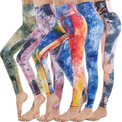 China Logo Womens Leggings Butt Lifting Breathable Custom Tie Dye Soft Workout Tights Tie Dye Yoga Legging Set for sale