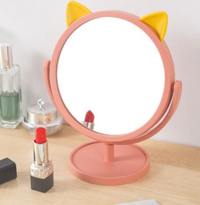 China 2021 Hot Popular Dormitory One-sided Desktop Beauty Dressing Mirror Makeup Mirror Cartoon Cat Ear Personalized Rotating Mirror for sale