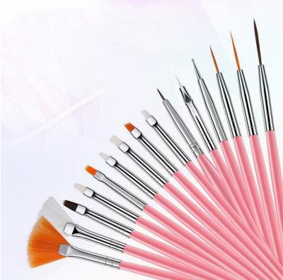 China Angular Blush 15 Pieces Nail Art Brush Set A Complete Set of Drawing Light Therapy Drill Tool Kit Painted Nail Art Paint Pens for sale