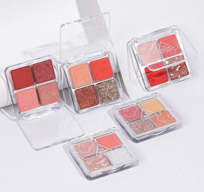 China New Vegan Waterproof Shimmer 4 Color Eyeshadow Palette Colors Square Makeup Richly Pigmented Low MOQ No Label Fast Shipping for sale