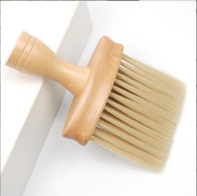 China Easy Clean Barber Razor Hits Hair Brush Neck Sweep Wood Handle Bristle Cleaning Brush Large Logo Color for sale