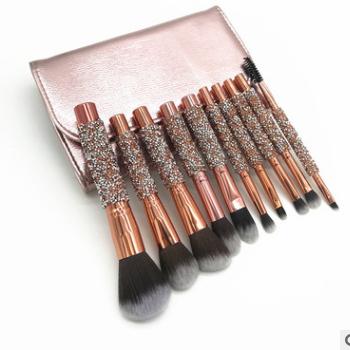 China 10Pcs Beautiful Face New Design BlingBIing Handle Makeup Brush Set for sale