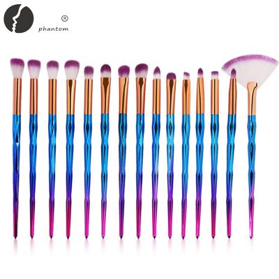 China Angular blush 2019 hot selling15pcs professional diamond makeup brush set professional private label diamond brush for sale