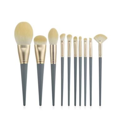 China 10 Pcs Skin-friendly Brush Makeup Set Beauty Tool Blue Eye Shadow Long To Stem Wooden Handle Brush for sale