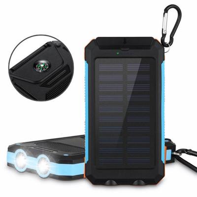 China Solar Panel Charging Solar Power Bank Waterproof Power 20000mAh Mobile Bank Solar Charger with Compass and LED Light for sale