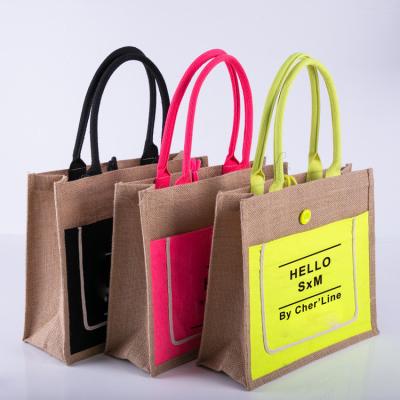 China Wholesale Reusable Custom Printed Eco - Friendly Reusable Eco - Friendly Jute Shopping Tote Bag for sale