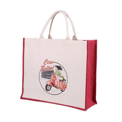 China Reusable Custom Logo Jute Environmental Shopping Tote Bag for sale