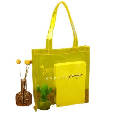 China Recyclable Custom Printed LOGO Women Tote Wholesale PVC Transparent Bag Beach Bangkok Shopping Gift for sale