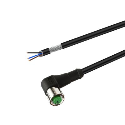 China Industrial / Automation / Automotive IP67 Waterproof A 3 Pin Coding Angle Elbow /Right M12 Female Shielded Sensor Connector Cable. for sale