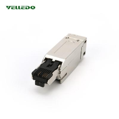 China Industrial Field-mountable Industrial Metal Posts 4 Connector 4 Ethernet RJ45 Straight Network Connector. for sale