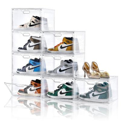 China Modern Shoes Showcase Shoe Storage Clear Plastic Large Stackable Organizer With Lids for sale