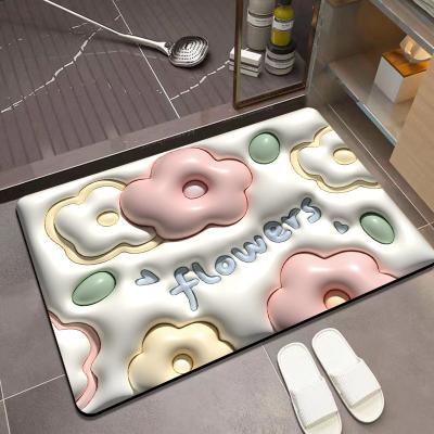 China Non-slip Quick Dry Soft Diatom Floor Mats For Bathroom Kitchen Entrance 2023 From Viable New Design 3D Creative Vision for sale