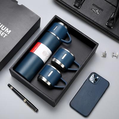 China All Logo Business Gifts 500ml Custom Vacuum Stainless Steel Portable Thermal Water Flask Set With Gift Box for sale