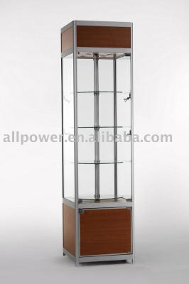 China Display Tower Rotating Freestanding Display Showcase Melamine With Faced Board And Tempered Glass for sale