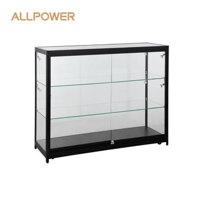 China Classic Commercial Cheap Price Aluminum Frame Shaped Glass Display Showcase Retail Display Counter for sale