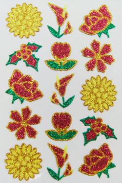 China Japan Style Shinning Glitter Flower Stickers , Glitter Foam Shape Stickers for sale