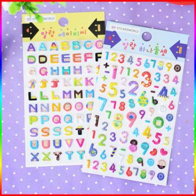 China Silk Printing Custom Alphabet Stickers , Soft 3D Glitter Alphabet Stickers for sale