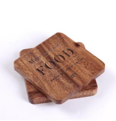 China New Minimalist Creative Square Wind Coaster Nordic Wooden Coaster Insulated Bowl Pad Letter Wooden Dining Pad for sale