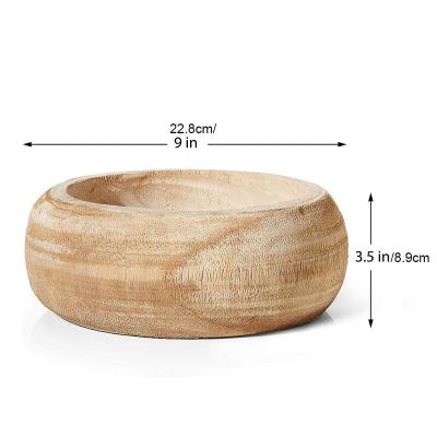 China Minimalist Paulownia log bowl, handmade wooden decorative bowl for decor, parties, wedding centerpiece for sale