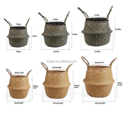 China China Vegetable Plankton Plant Basket Set of 3 - Hand - Woven Belly Basket with Handles, Large Plant Picnic Laundry Storage Pot Cover Home Decor for sale