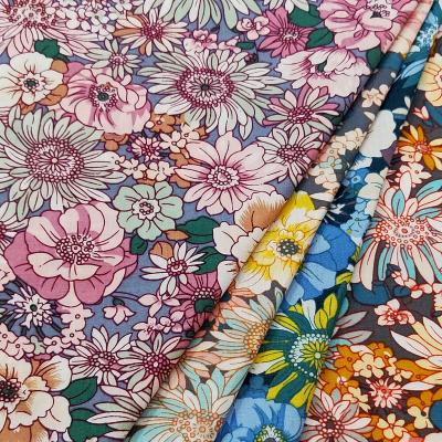 China Hot Selling Woven Stretch HuaZu Textile Rayon Viscous Poplin Floral Design Printed Fabric For Dress for sale