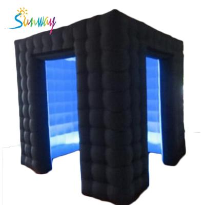 China Oxford Cloth Black Inflatable Photo Booth Cube Tent With LED Lighting for sale