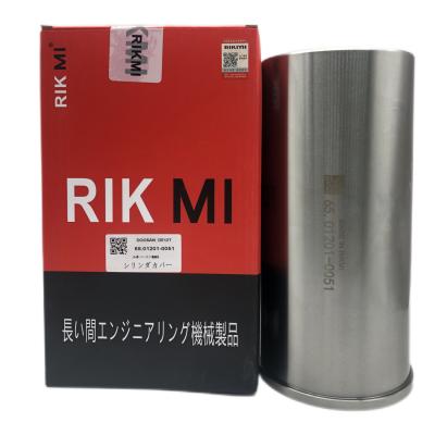 China Factory high quality Rikmi 65.01201-0051 engine cylinder liner is used for Mitsubishi DE12T engine excavator repair kit for sale