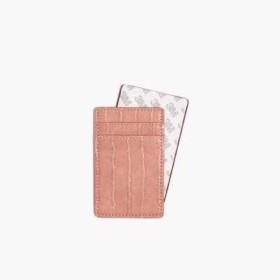 China Extra Card Slots/Easy Carry Fashion Crocodile Leather Adhesive Phone Wallet, Adhesive PU Credit Card Holder Leather Sticker Cell Phone Wallet for sale