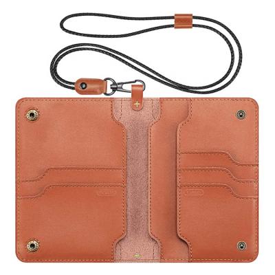 China Fashion New Arrival PU Leather Multifunctional Card Holder Wallet Outdoor Travel Passport Holder Leather Cover With Collar for sale