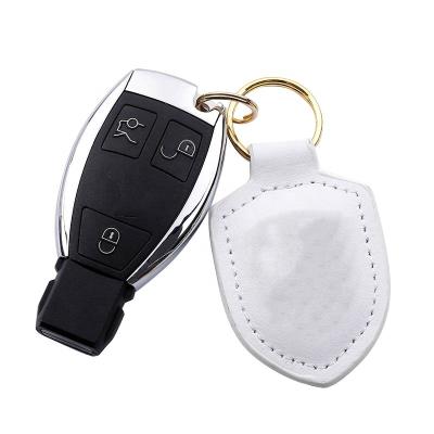 China High Quality Custom Made Shield Vehicle Car Key Chain Genuine Leather Smooth Leather Keychain Men's Key Chain Lovers Souvenir Gift for sale