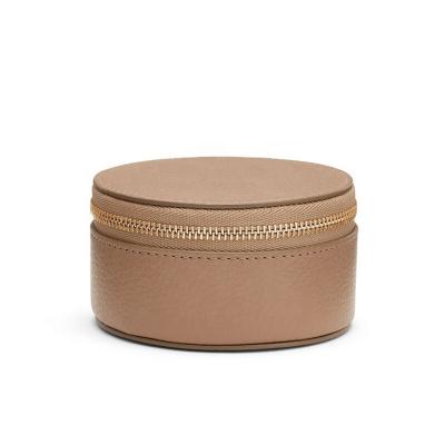 China Single Compartment Eco Friendly Logo Pebbled Leather Zip Closure Custom Made Around Mini Organizer Case With Durable Cotton Twill Lining for sale