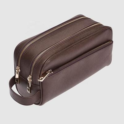 China Custom Logo Dopp Kit Travel Kit Saffiano Toiletry Bag Organizer Shave Wash Bag PU Leather Mens Toiletry Bag for sale