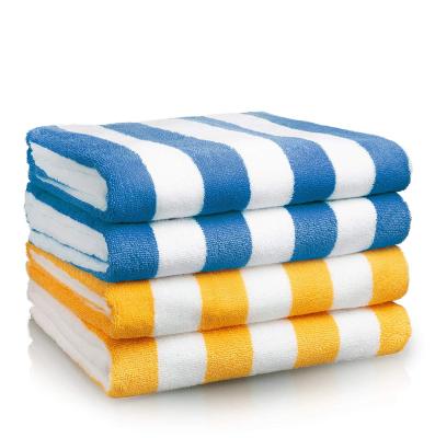 China Luxury Soft QUICK DRY Pool Sun Lounger 400g 700g Thick Yarn Dyed 100% Custom Egyptian Terry Stripe Cotton Bath Towel for sale